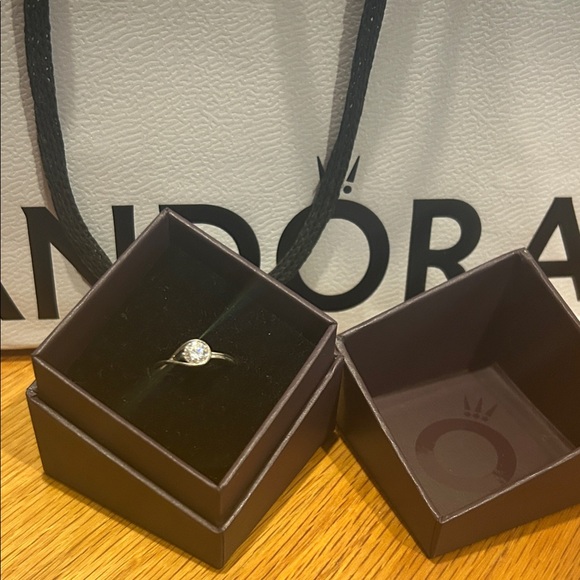 Pandora Silver Ring with Sparkling Clear Gem